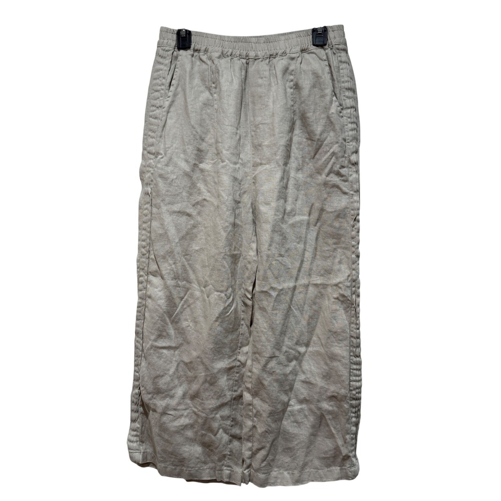 IXIMO Linen Wide Leg Cropped Pants Natural Beige Women L Largeβ Boho Lagenlook